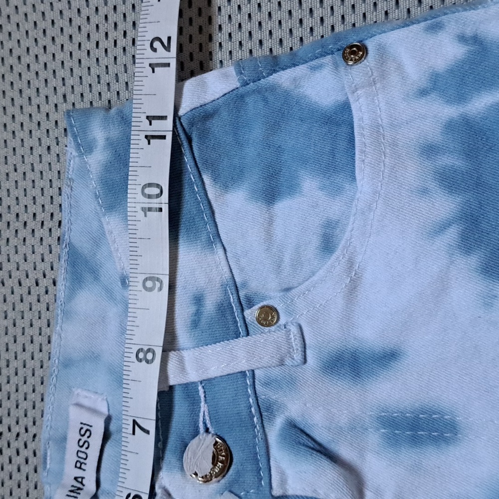 D1 NWT Nina Rossi Tie Die Button Closure Pockets Skinny Leg Denim Sm Md Lg - Picture 10 of 10